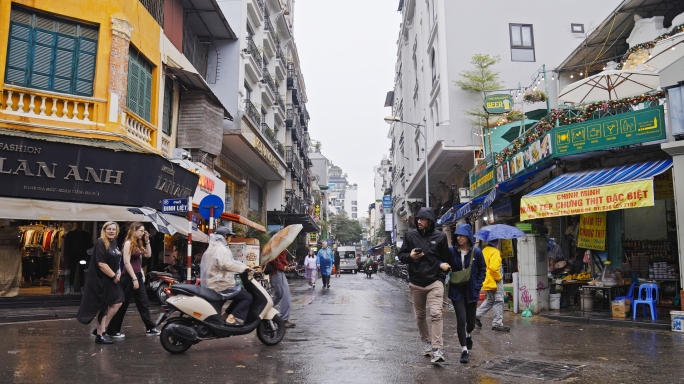 越南河内雨季街景
