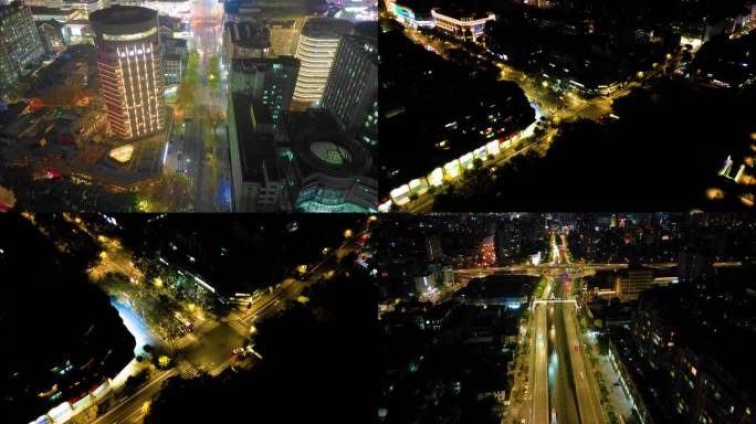 杭州西湖区夜景车流延时摄影