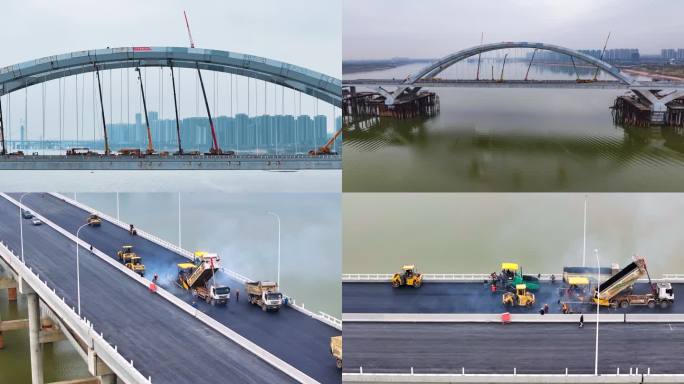 原创实拍南昌复兴大桥工程项目施工纪实素材