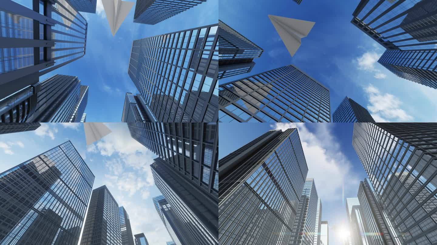 纸飞机飞过大楼  梦想未来 成功发展