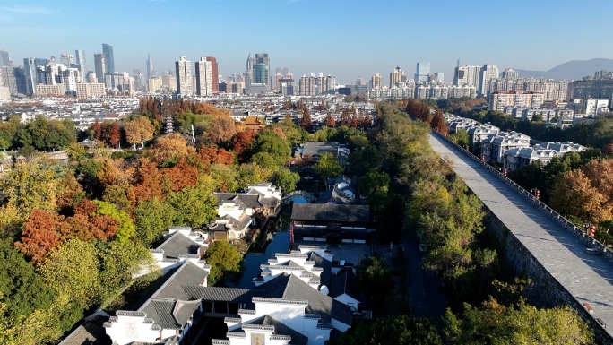 南京秋天水街秋天古建筑南京旅游