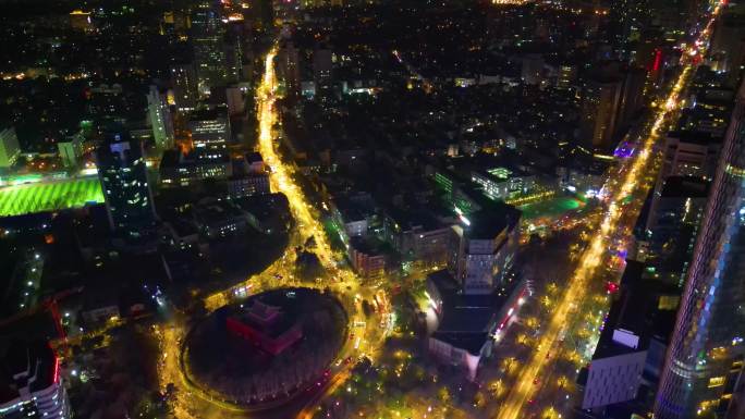 南京市玄武区城市夜景航拍延时