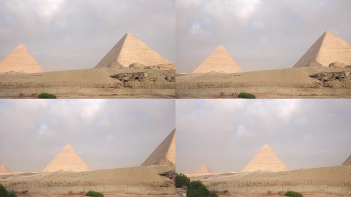 多云天气下的埃及吉萨金字塔全景。开罗,埃及。古代神秘的世界奇观