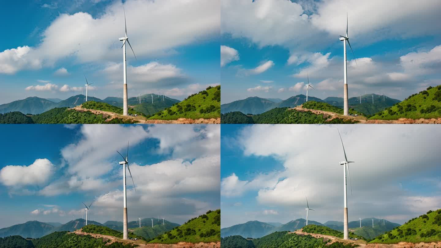 山上的风车 风电 风力发电场 延时