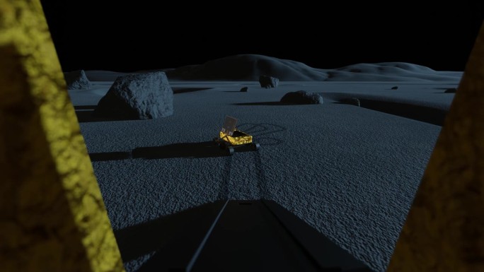 3D动画展示了印度月球车在月球上的着陆器