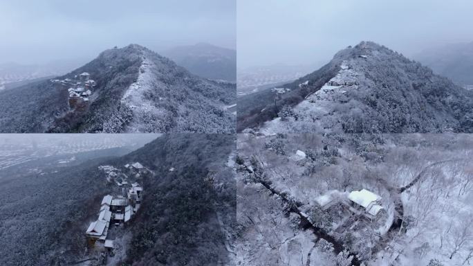 [4K有版权]航拍下雪冬季济南千佛山