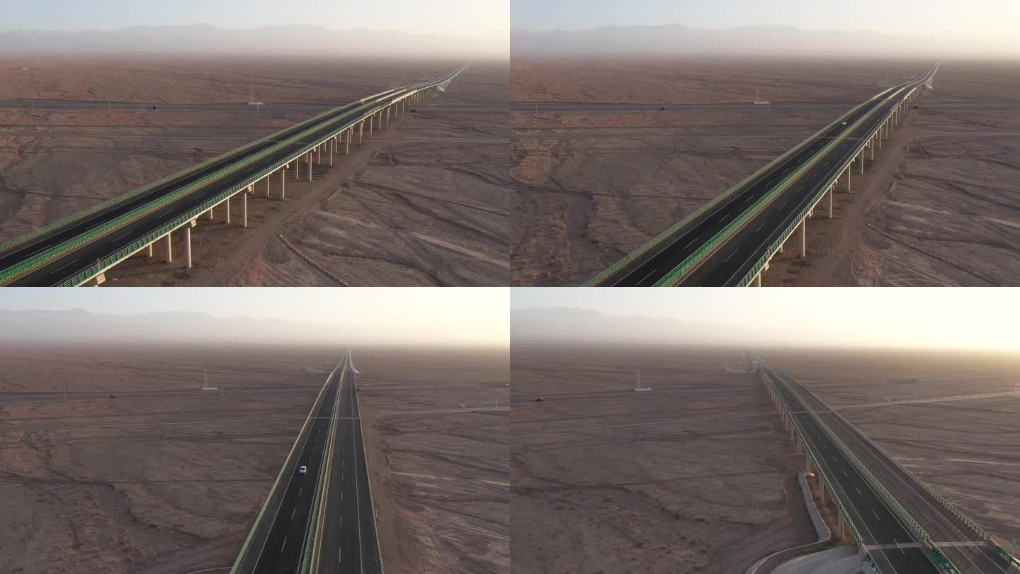 荒漠戈壁上的高速公路
