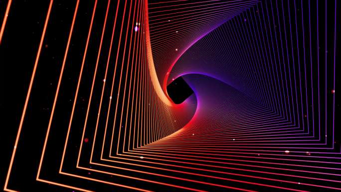 4K霓虹灯炫酷穿梭隧道视频紫红色粒子3
