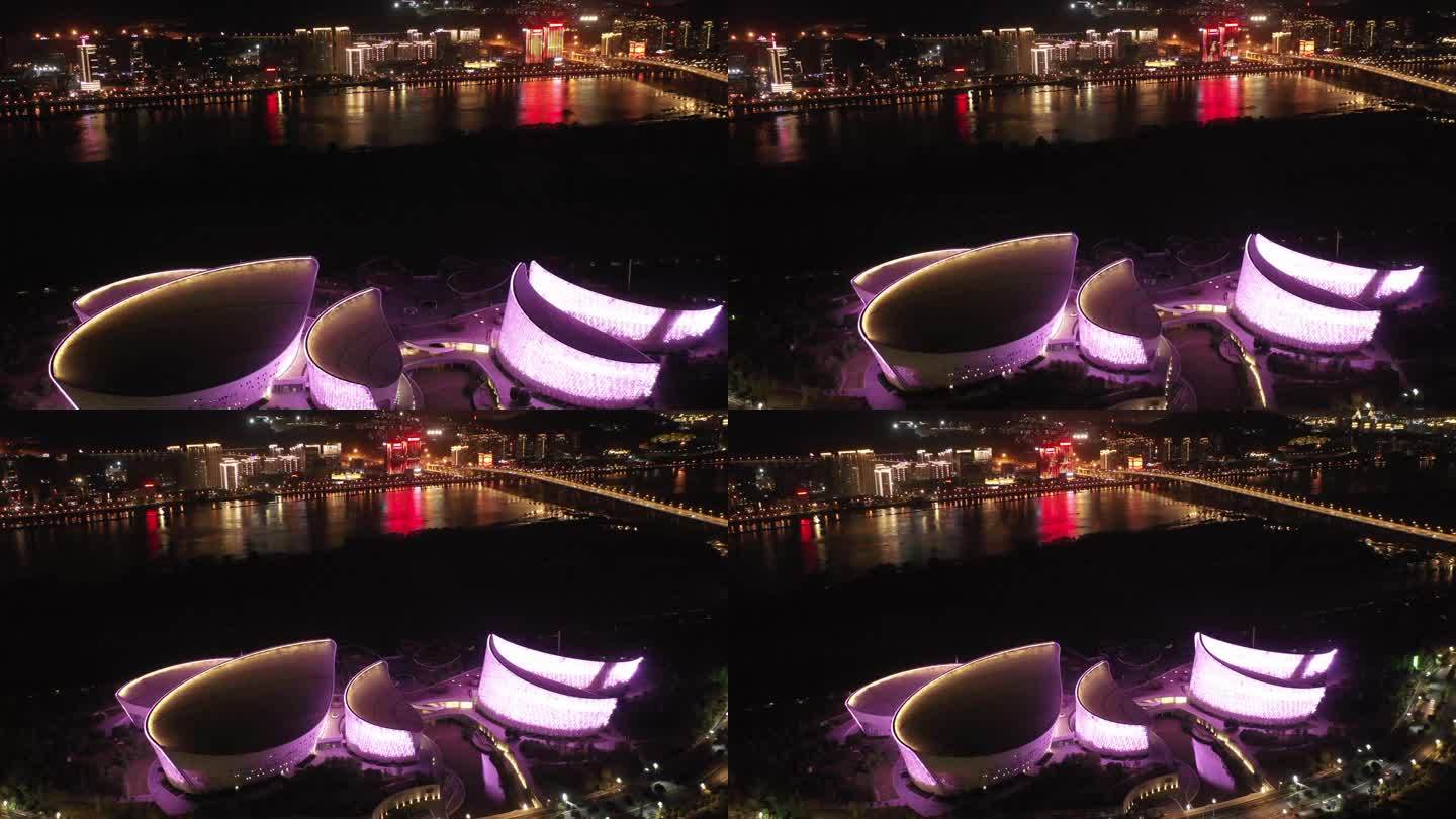 福建省福州海峡文化艺术中心夜景航拍