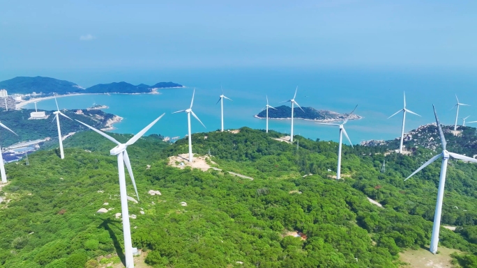海岛密集的风力发电场