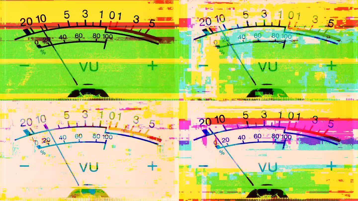 模拟体积单位仪表VU仪表
故障电视静态噪声失真信号问题错误视频损坏复古风格80年代VHS测试图