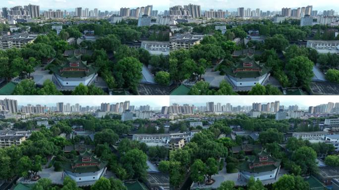 汉中汉中4K航拍大自然风景树林山水古汉台