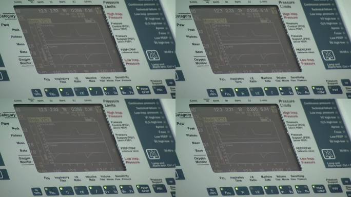 医院新生儿重症监护病房重症监护呼吸机。特写镜头。