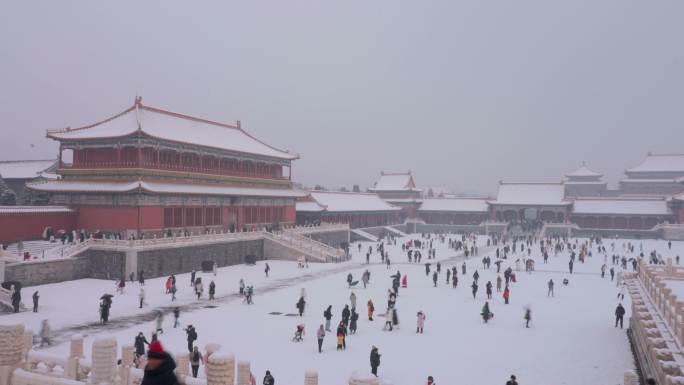 4K北京冬天故宫紫禁城雪景实拍