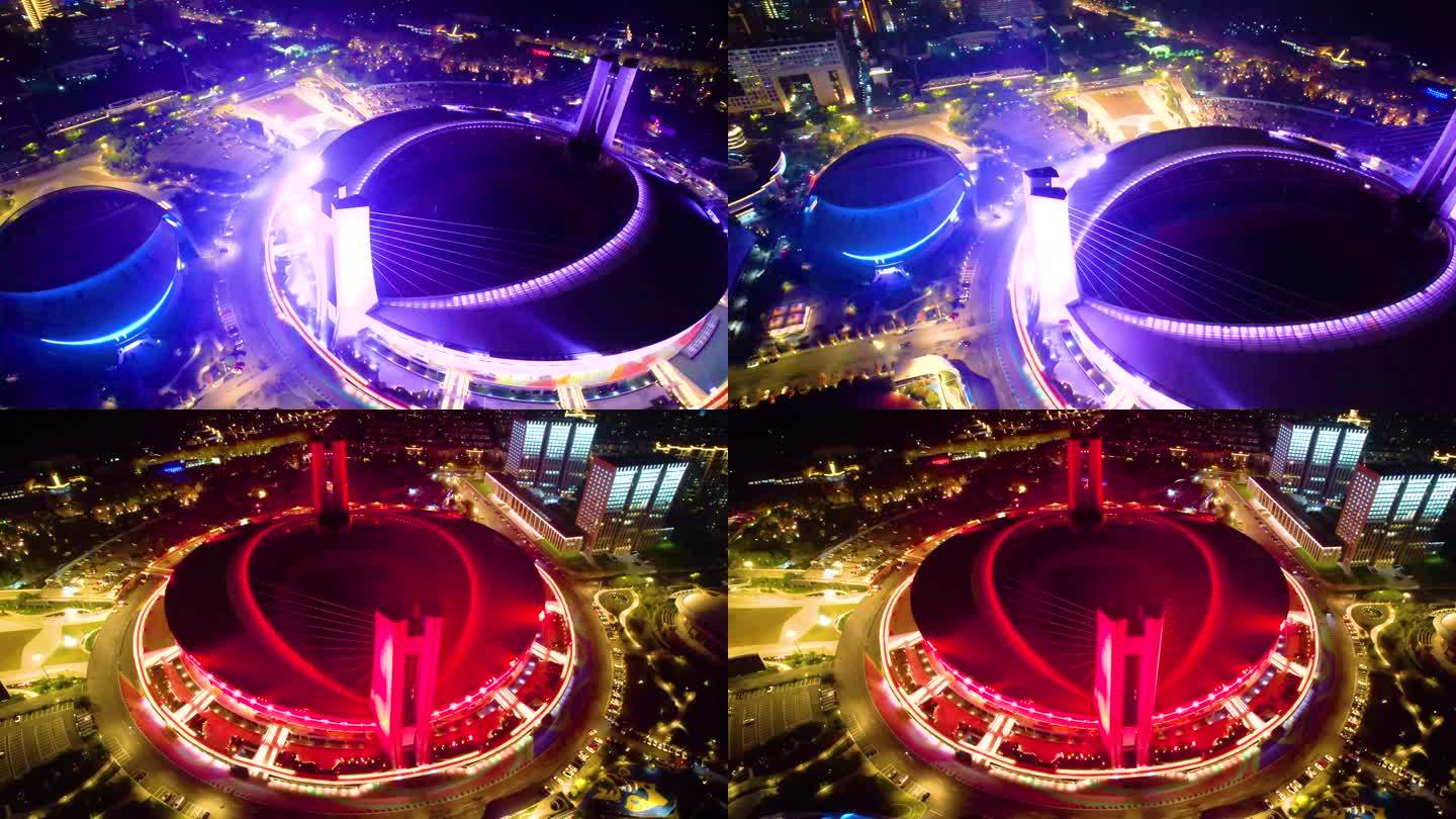 杭州黄龙体育中心体育场夜景视频素材