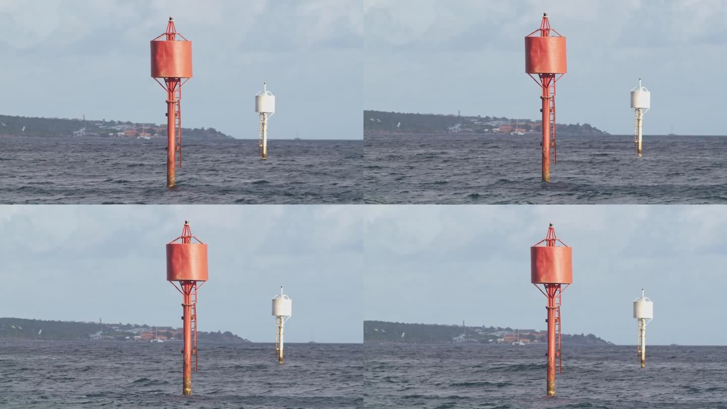 库拉索岛领土外的海洋浮标和海标