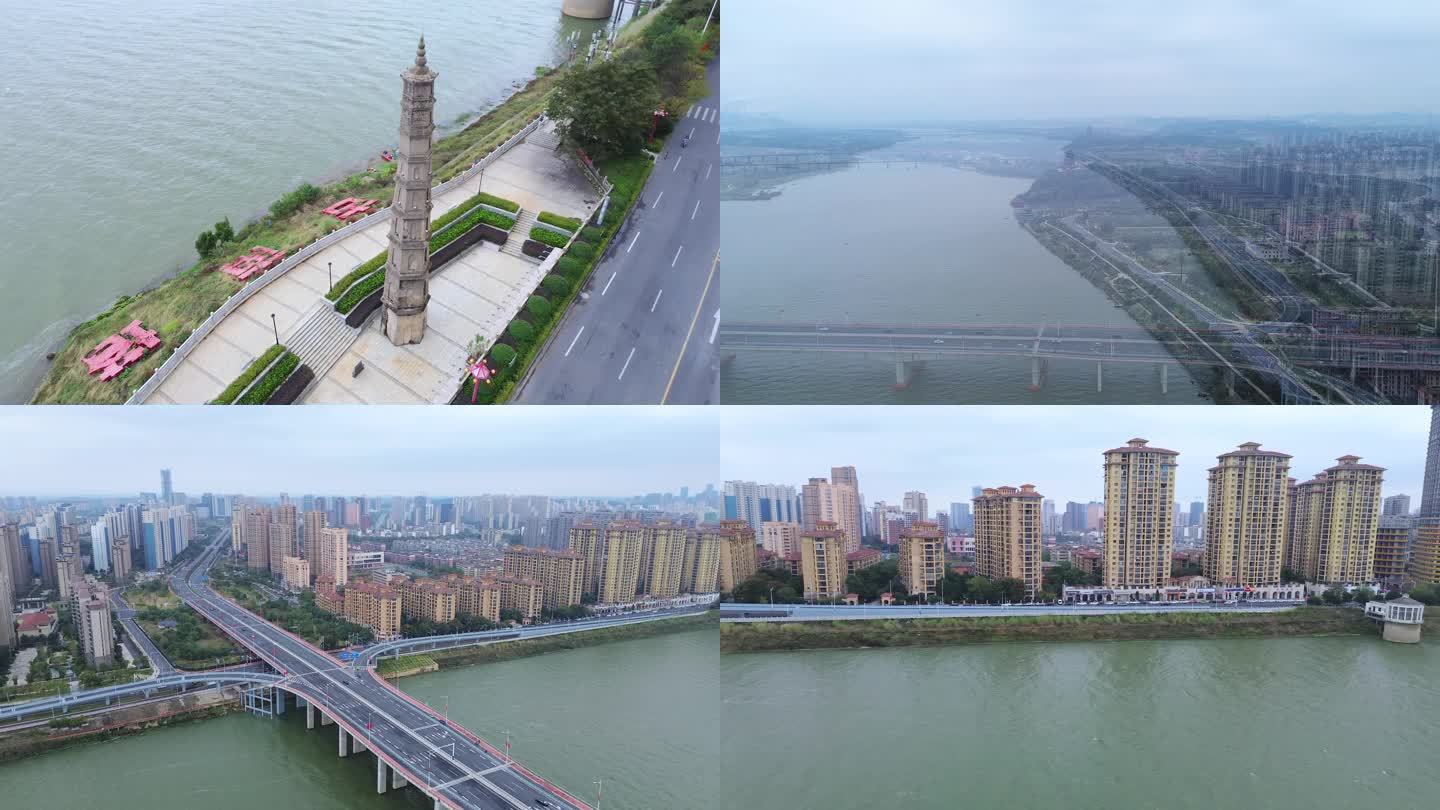 4K航拍短片.吉安古南塔和赣江大桥