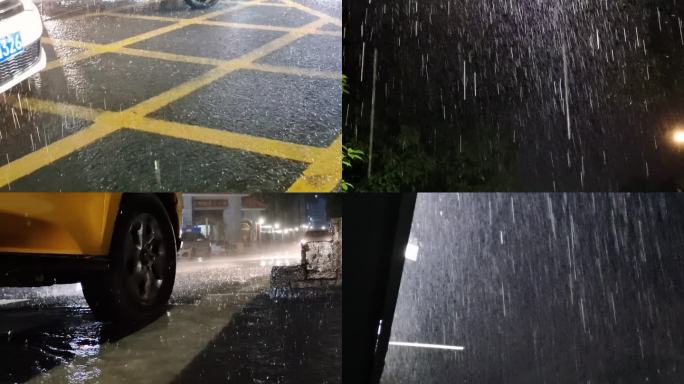 夜雨雨夜雨景黑夜雷电雷雨雷鸣雷雨电闪