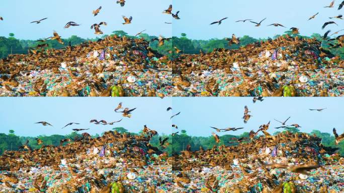 在孟加拉国，黑风筝捕食从垃圾填埋场中飞来的鸟类，这是一场环境灾难