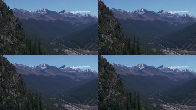 山峰上的雪铜山科罗拉多州莱德维尔航空电影无人机早秋黄杨树颜色下午基石布雷肯里奇银索恩韦尔十英里范围蓝