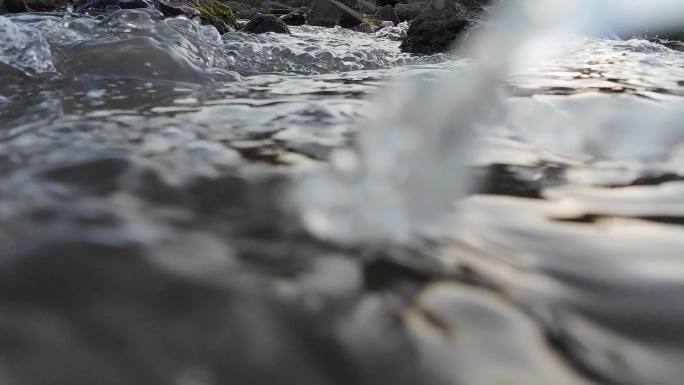 慢速流水低视觉特写