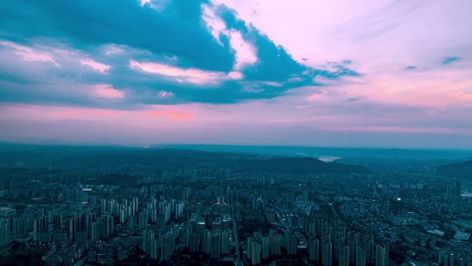 宜宾延时 全景 七星山 霞光