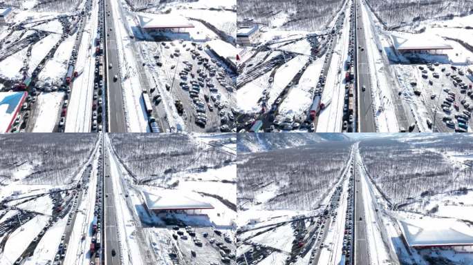大雪造成G5京昆高速雅西段公路交通堵车