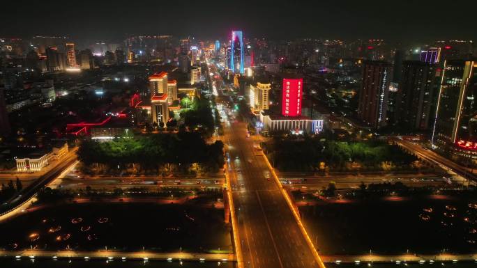 太原迎泽大街夜景4k航拍