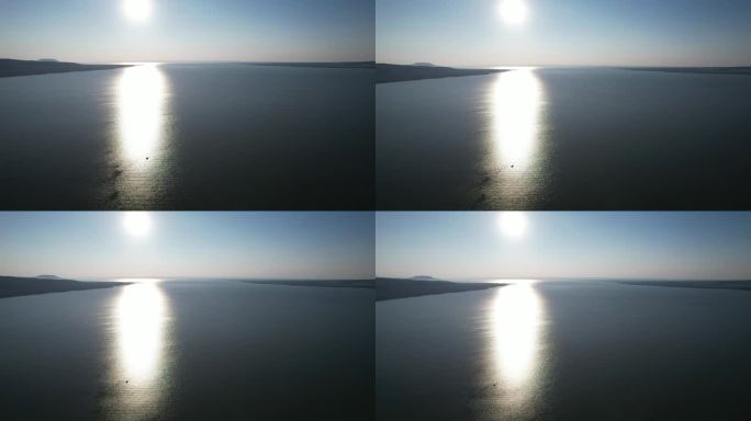 匈牙利巴拉顿湖上空的日出鸟瞰图