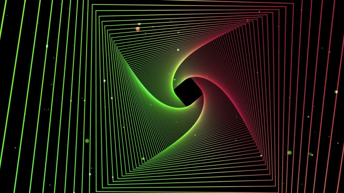 4K霓虹灯炫酷穿梭隧道视频红绿色粒子2