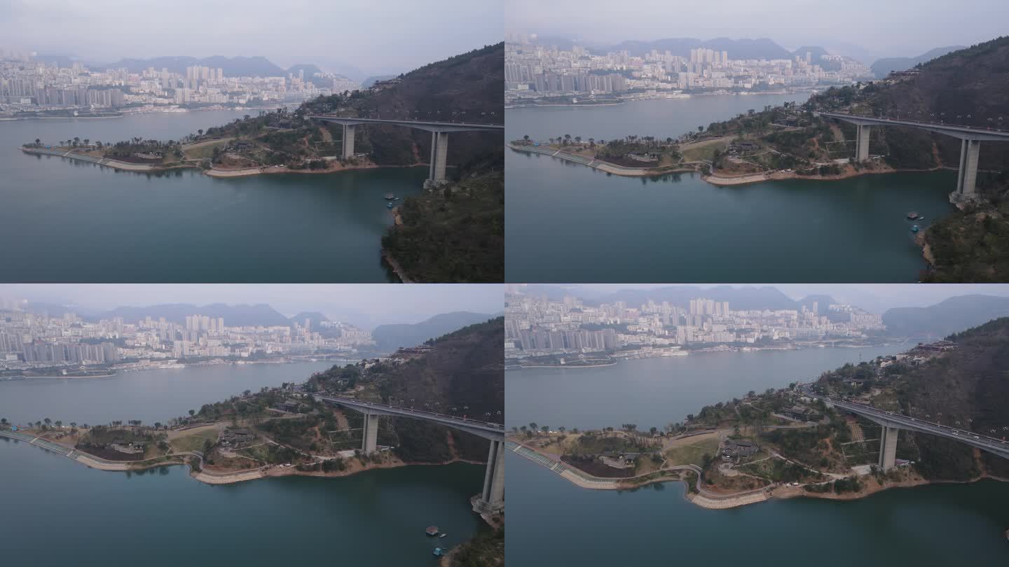 巫山小三峡 长江 跨江大桥 航拍4K重庆