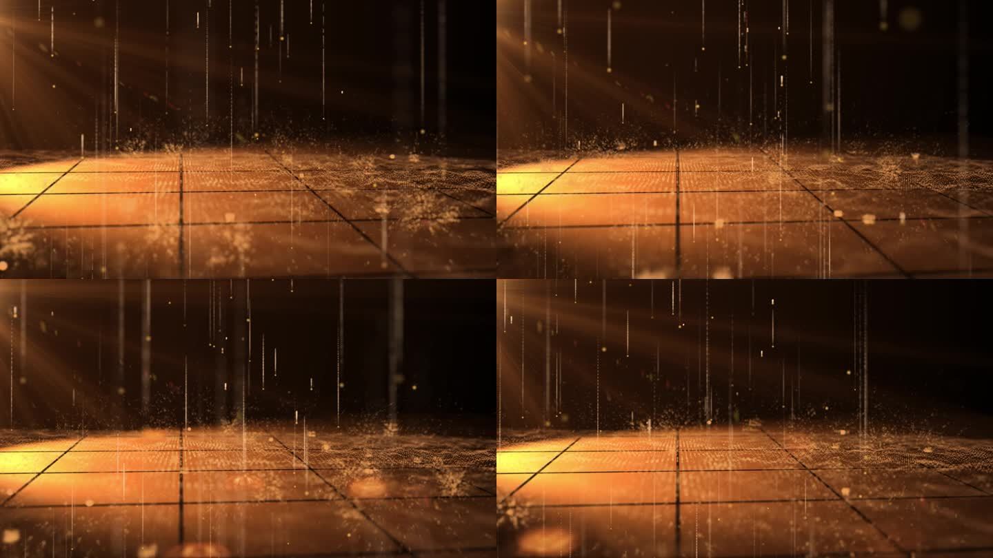 金色粒子雨 地面碰撞 舞台动态背景