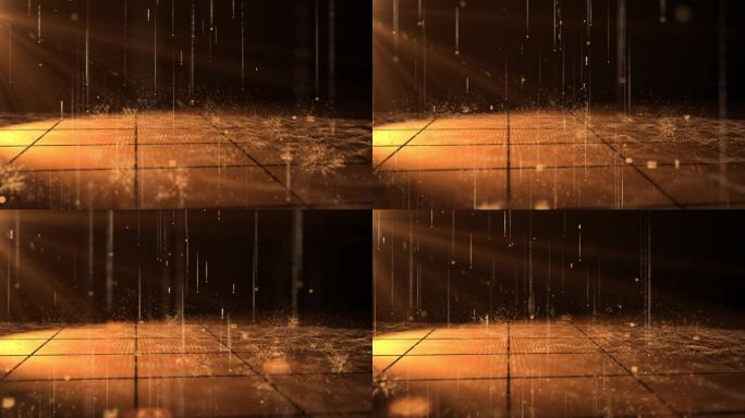 金色粒子雨 地面碰撞 舞台动态背景