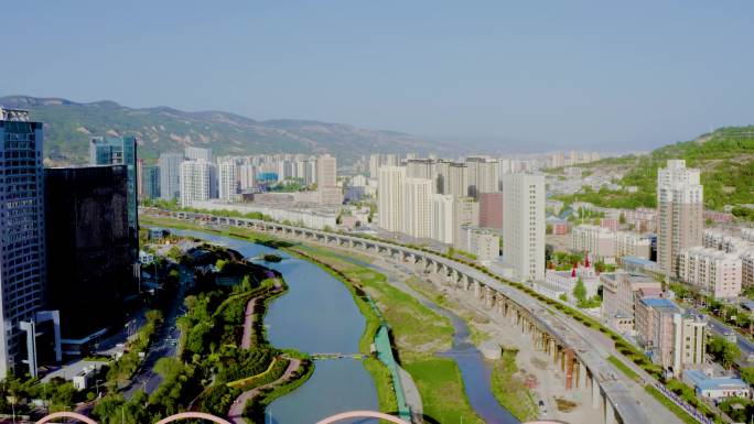 天水市 河流 航拍