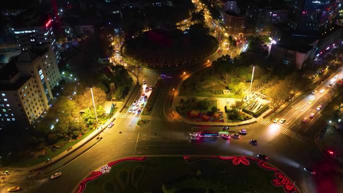 南京市市区车流城市夜景航拍延时40