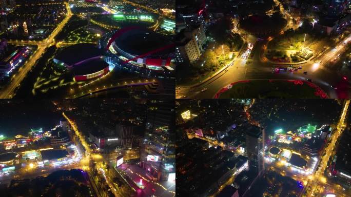 南京市市区车流城市夜景航拍延时40