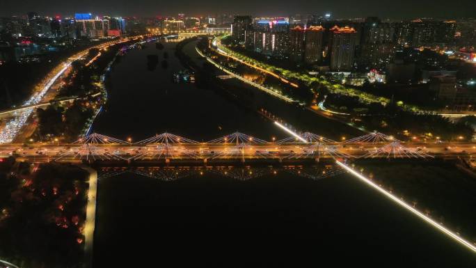 太原南内环桥夜景南内环街夜景4k航拍