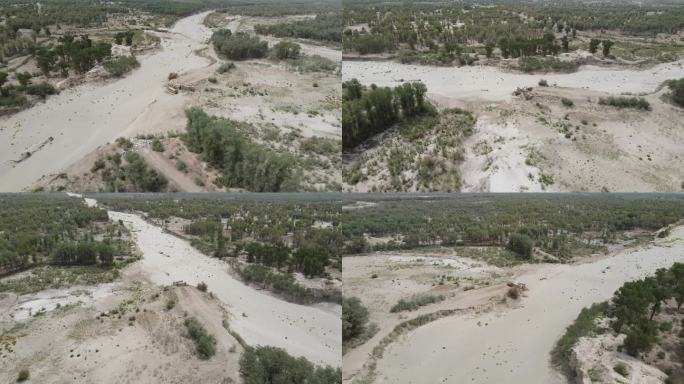 4K原创 航拍新疆干涸的河道