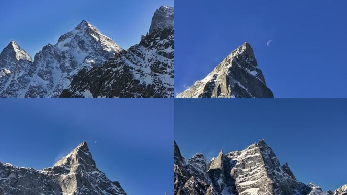 四川阿坝毕棚沟景区四姑娘山冬季雪景航拍