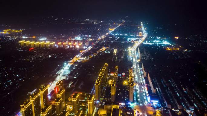 灵丘县夜景航拍延时