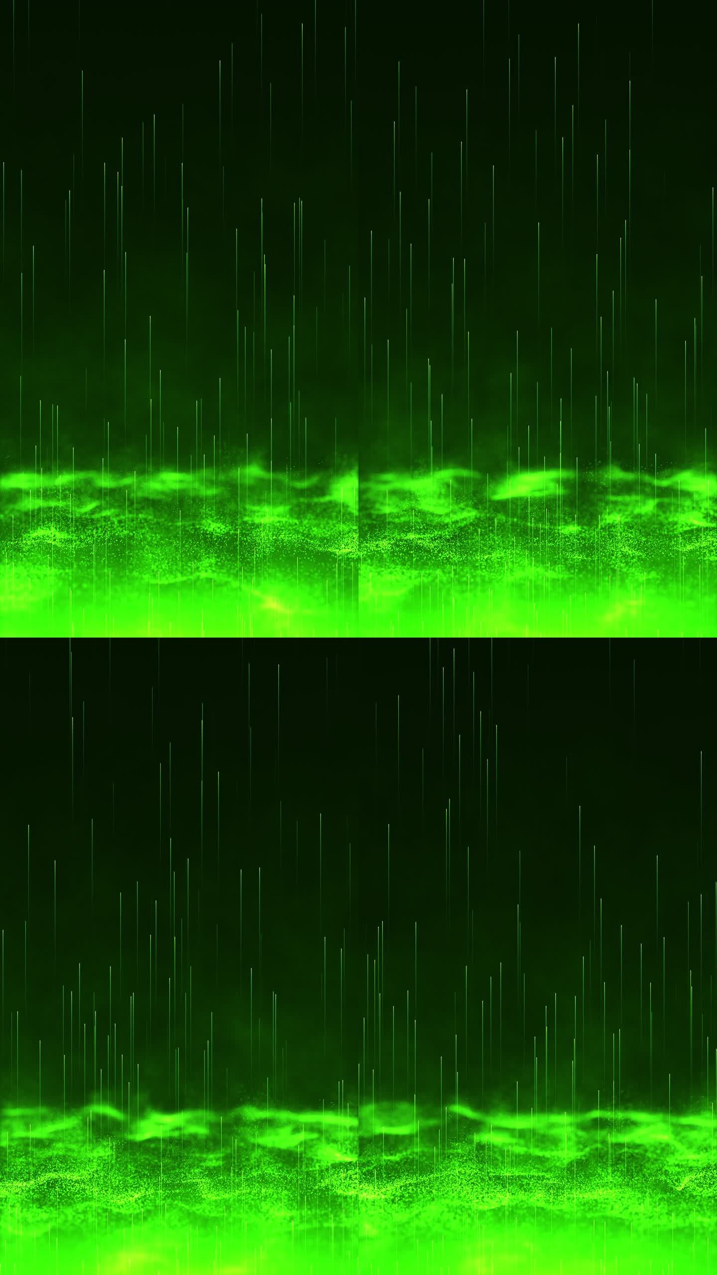 绿色波浪粒子上升（竖版）