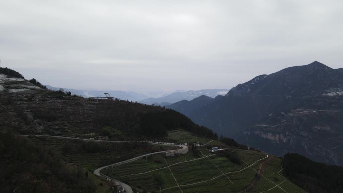 航拍巫峡雪景