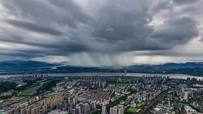 气象奇观雨幡航拍延时