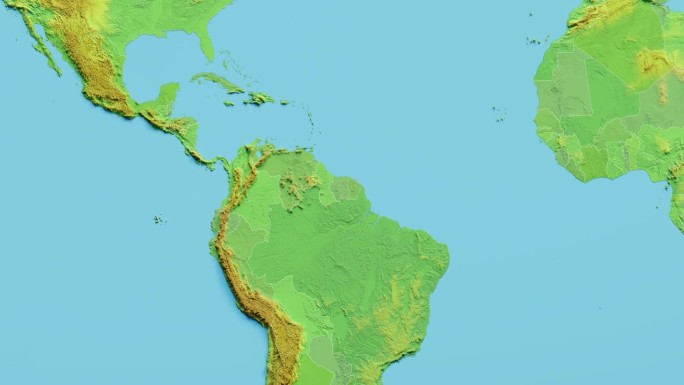 苏里南地图3D动画与边界