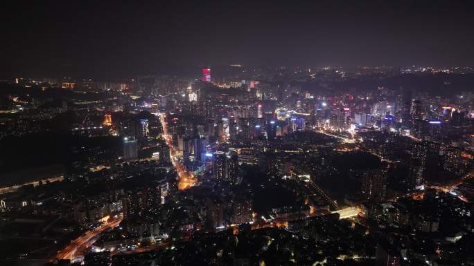 贵阳城夜景航拍全景