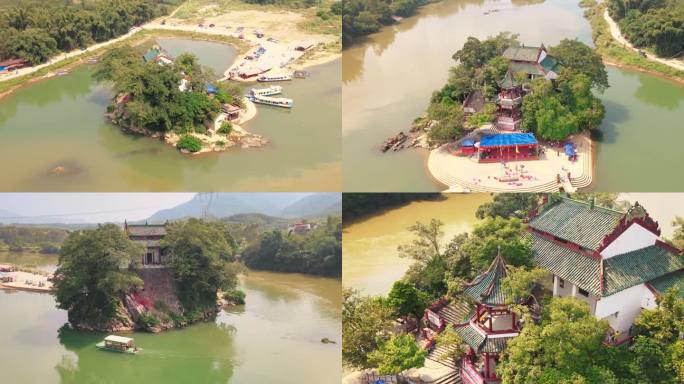 广西贺州浮山寺 贺州景点航拍 贺州寺庙