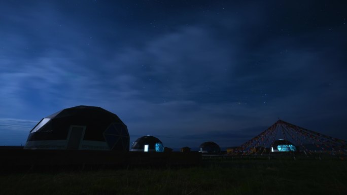 甘肃甘南玛曲草原星空延时太阳升起延时