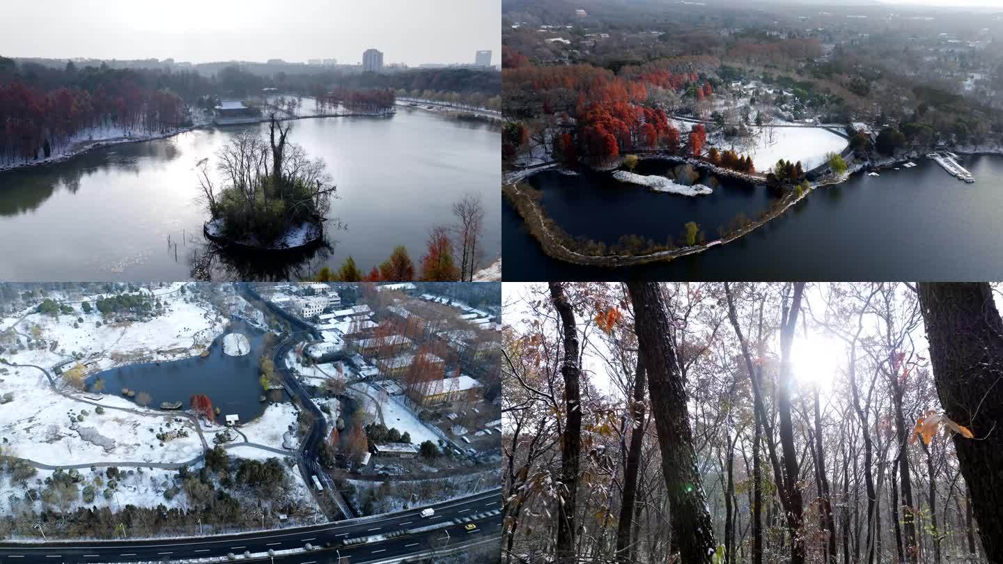 南京紫金山中山陵雪景航拍