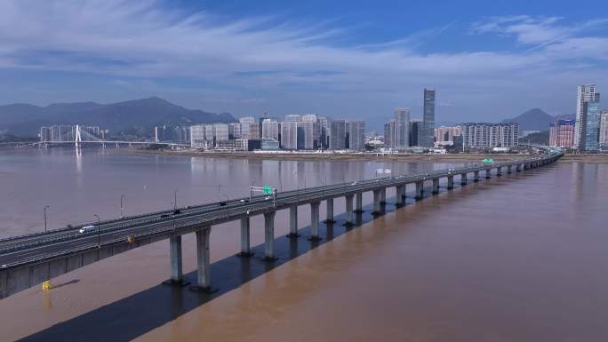 「4k」航拍温州瓯越大桥