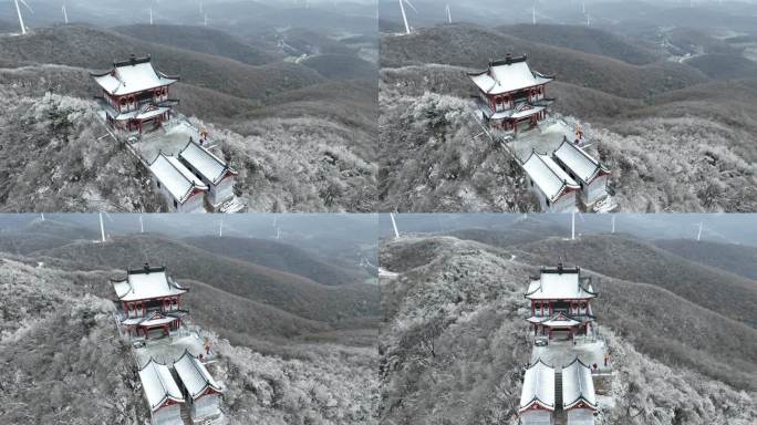 4k航拍圣境山梦幻雪景雾凇北国风光